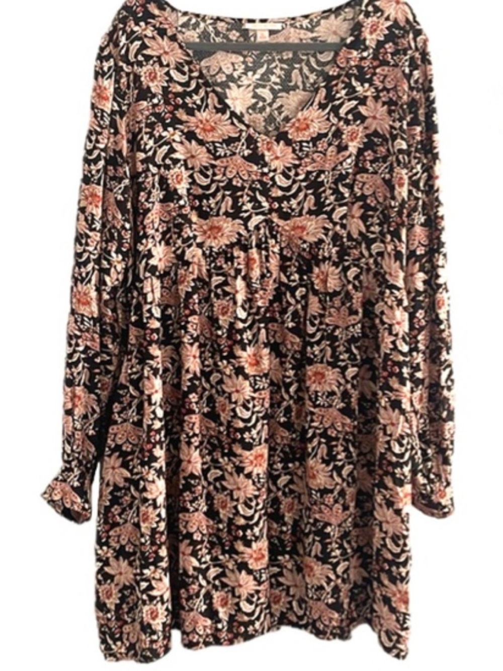 Knox Rose Black Top with Peach Floral Print